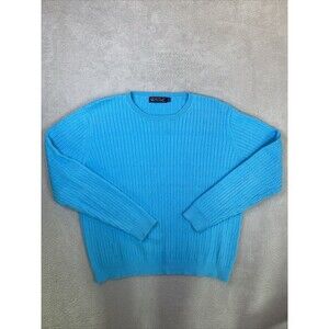 Castle of Ireland Cable Knit Sweater Women's 18 (44) Blue Cotton Stretch